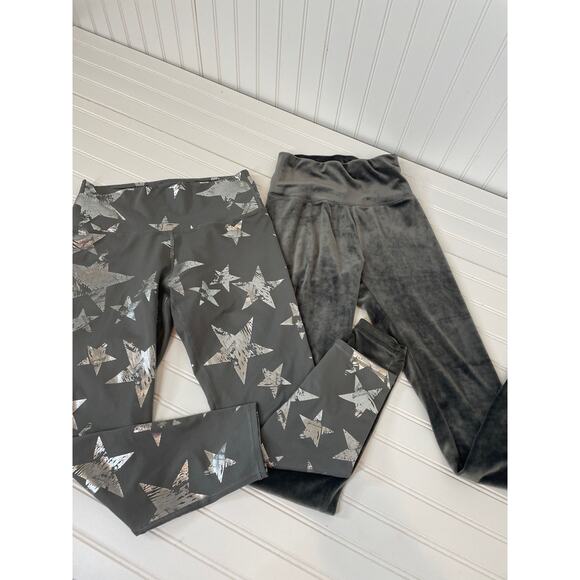 Aerie Gray Velvet & Star Print Pull on Leggings Bundle OF 2 Size M - Picture 1 of 9